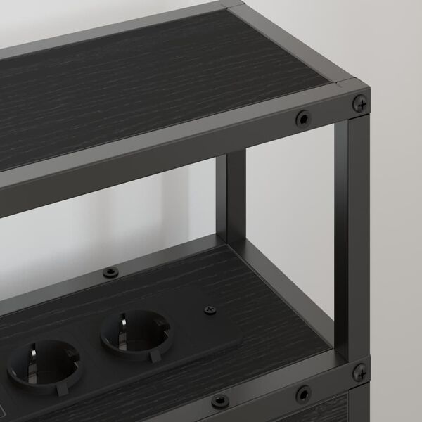 vidaXL F&ouml;rvaringshuvudgavel med hylla Svart ek 80 cm Konstruerat tr&auml;