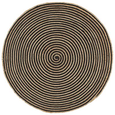 vidaXL Handgjord jutematta med spiraldesign svart 90 cm