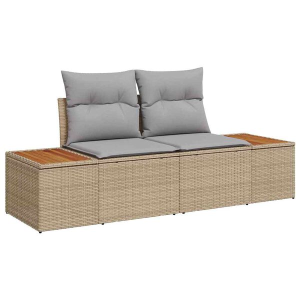 vidaXL Tr&auml;dg&aring;rdsoffset med kudde 5 pcs Beige och Ljusgr&aring; Polyrattan