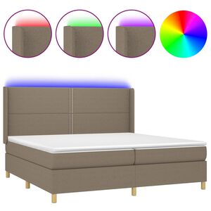 vidaXL Rams&auml;ng med madrass & LED taupe 200x200 cm tyg