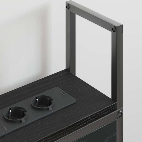 vidaXL F&ouml;rvaringsgavel med Laddstation Svart ek 203 x 15 x 98 cm