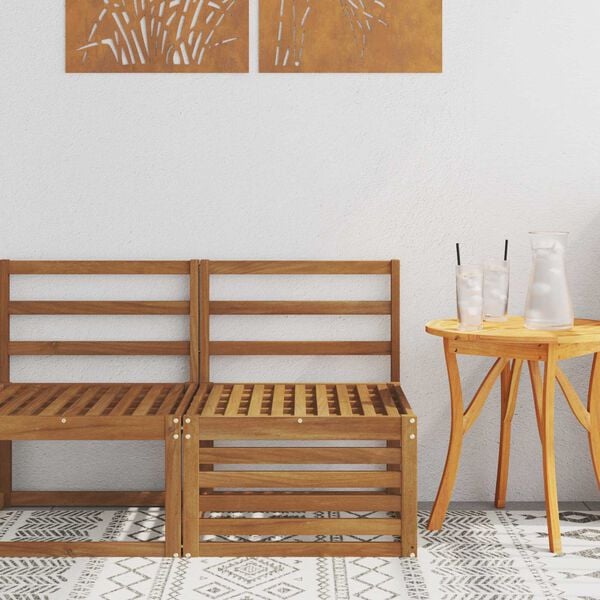 vidaXL Utomhus Mellansoffa Massivt Akaciatr&auml; Naturf&auml;rg 59 x 63 x 73 cm