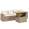vidaXL Soffgrupp f&ouml;r tr&auml;dg&aring;rden med dynor 5 delar beige konstrotting