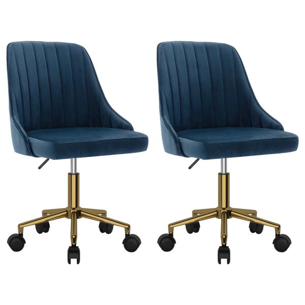 vidaXL Snurrbara matstolar 2 st bl&aring; sammet