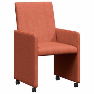 vidaXL Matstolar med hjul 2 st Mockatyg R&ouml;d orange 57 x 66 x 94 cm