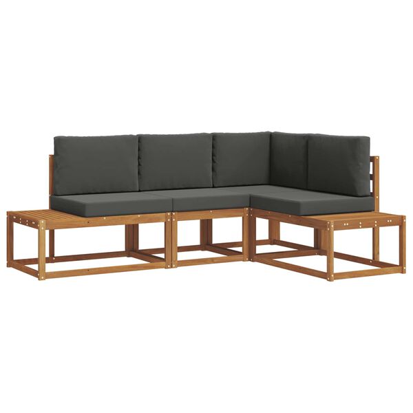 vidaXL Utomhussoffset med kudde 4 Stycke Naturlig och Antracit