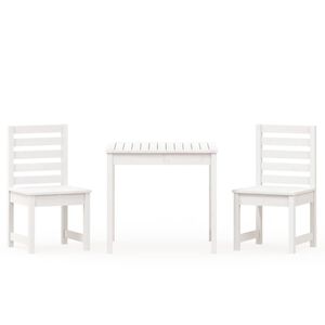 vidaXL Caf&eacute;set 3 delar vit massiv furu