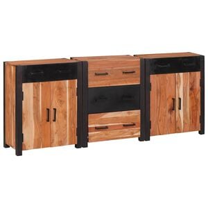 vidaXL Sideboard 3 pcs Brun 165 x 30 x 75 cm Massivt Akaciatr&auml;