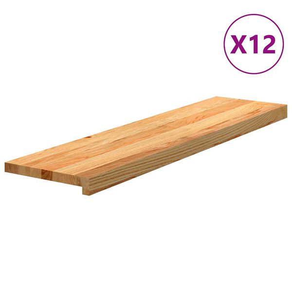 vidaXL Trappstegsmattor 12 pcs ljusbrun 100x30x2 cm massiv ek