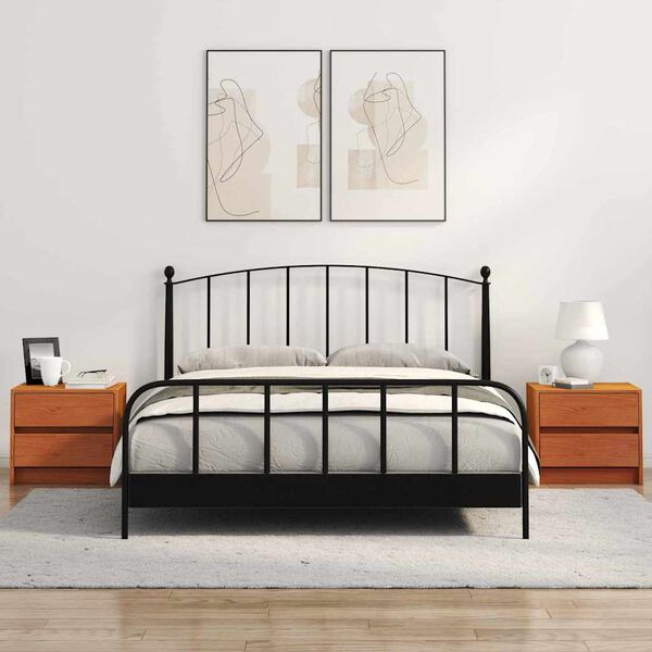 vidaXL S&auml;ngbord med l&aring;da 2 pcs Vaxbrun 40 x 30.5 x 35.5 cm Furutr&auml;