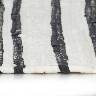 vidaXL Handvävd matta Chindi bomull 200x290 cm antracit och vit