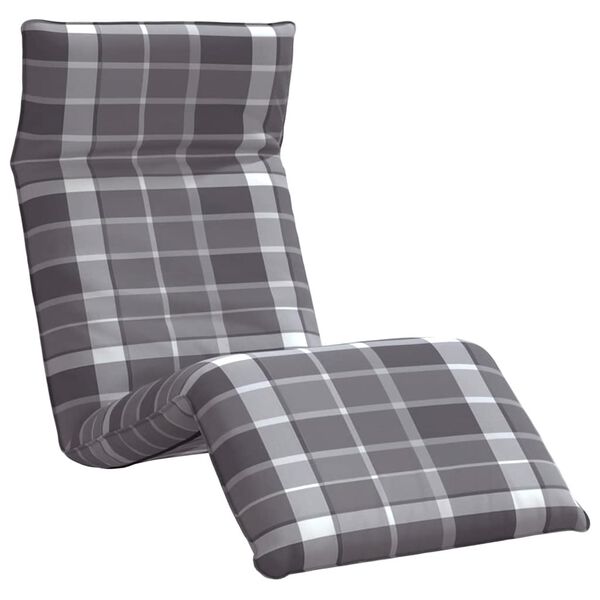 vidaXL Hopf&auml;llbar solstol gr&aring; rutig 175x54x8,5 cm oxfordtyg