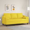 vidaXL 3-sitssoffa med prydnadskuddar ljusgul 180 cm tyg