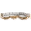 vidaXL Loungegrupp 11 delar ljusgr&aring;a dynor bambu