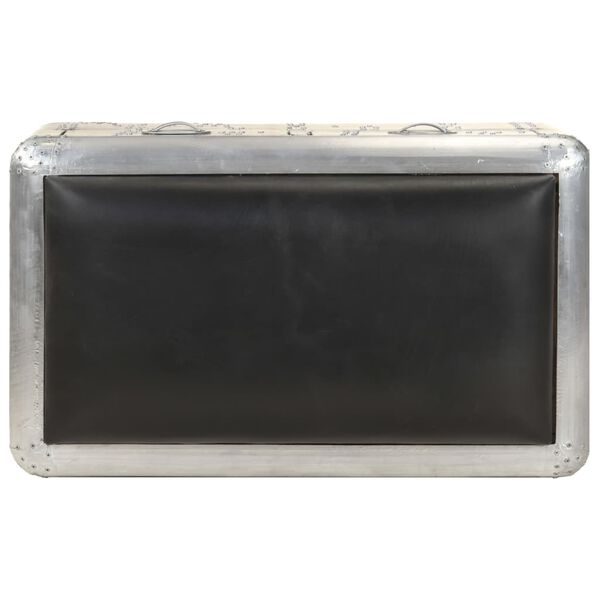 vidaXL Aviatorb&auml;nk 59 cm silver och svart &auml;kta l&auml;der