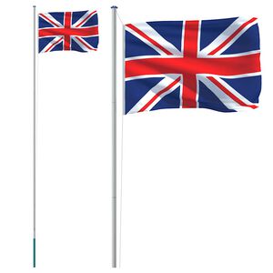 vidaXL Storbritanniens flagga och flaggst&aring;ng 6,08 m aluminium