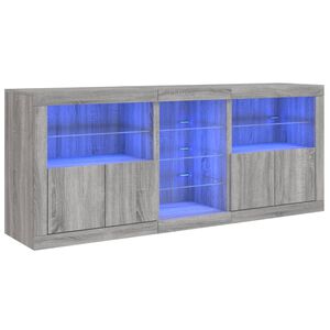 vidaXL Sk&auml;nk med LED-belysning gr&aring; sonoma 162x37x67 cm