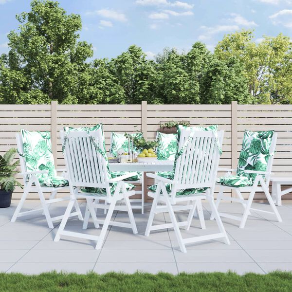 vidaXL Stolsdynor f&ouml;r stolar med h&ouml;g rygg 6 st bladm&ouml;nster oxfordtyg