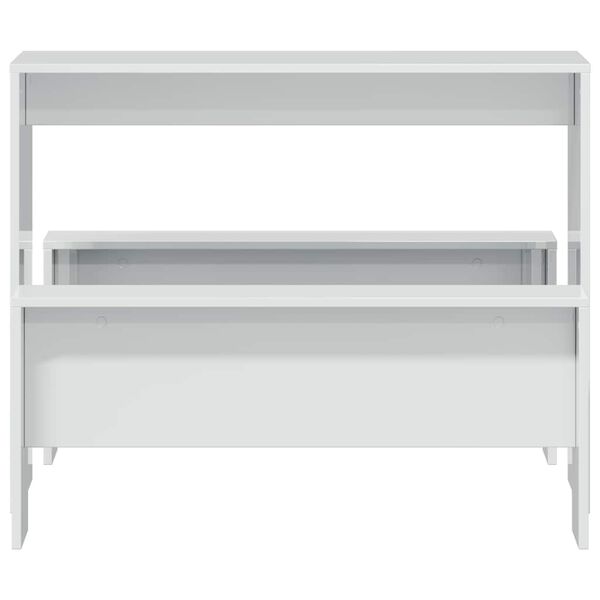 vidaXL Matbord med bänkar 3 delar vit högglans konstruerat trä