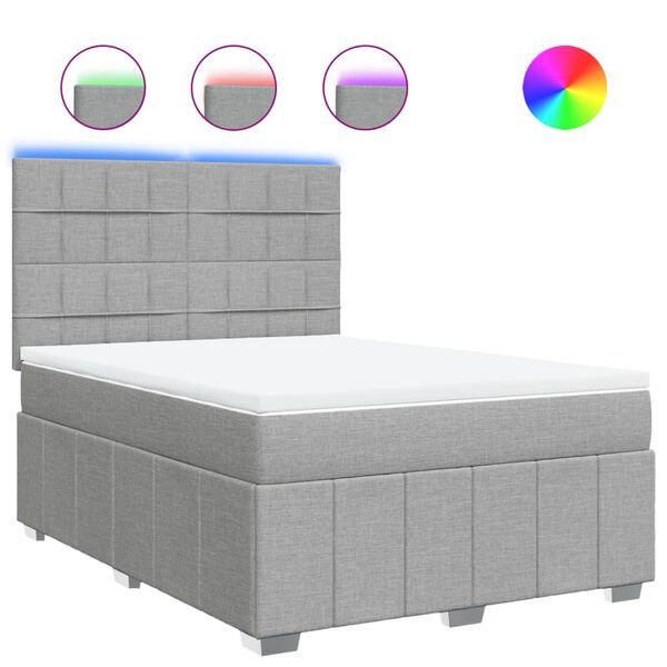 vidaXL Rams&auml;ng med madrass ljusgr&aring; 160x200 cm tyg