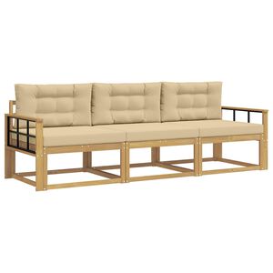 vidaXL Utomhussoffset 3 st Vit och Beige Polyester