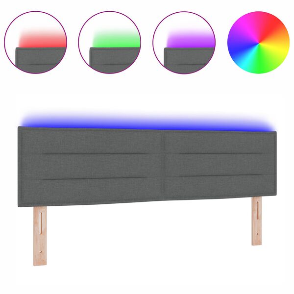 vidaXL LED huvuddyna med LED -remsljus Väggmonterad Mörkgrå 160 cm tyg