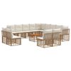 vidaXL Utomhussoffset 14 pcs Naturlig och Creamvit Polyester