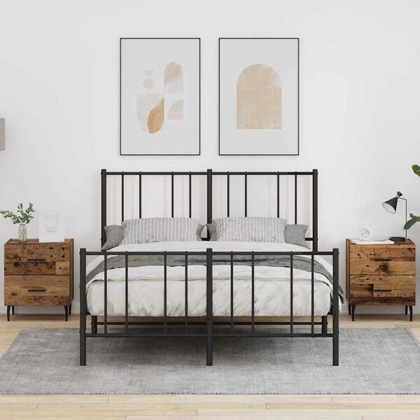 vidaXL Nattduksbord med l&aring;da 2 pcs Gammalt tr&auml; 40 x 35 x 47,5 cm