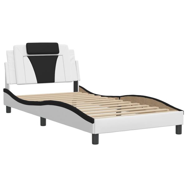 vidaXL Bed Frame "Viana" with LED without Mattress White and Black 100x200 cm