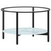 vidaXL Soffbord svart och vit marmor 70 cm h&auml;rdat glas
