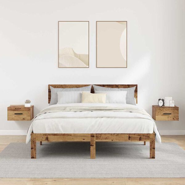 vidaXL Nattduksbord 2 pcs Gammalt tr&auml; 35 x 35 x 20 cm Konstruerat tr&auml;