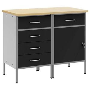 vidaXL Arbetskabinett med l&aring;da 2 st Svart och Gr&aring; 100 x 55 x 85 cm
