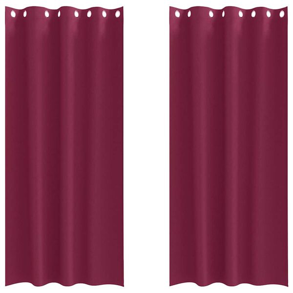 vidaXL M&ouml;rkl&auml;ggningsgardiner med Ringar 2 pcs Vinr&ouml;d 225 x 140 cm