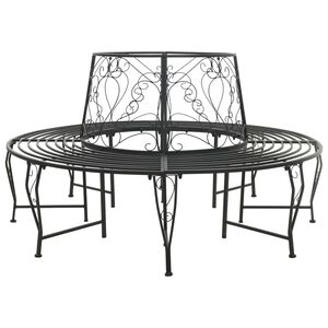 vidaXL Tr&auml;db&auml;nk 8-Antal sittplatser &Oslash; 160 x 89 cm St&aring;l Svart Rund