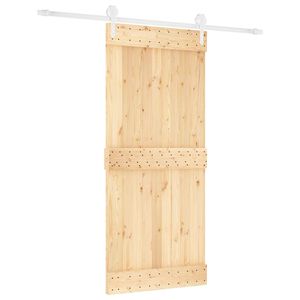 vidaXL Skjutd&ouml;rr Naturlig och vit 90 x 210 cm Massiv furutr&auml;d&ouml;rr