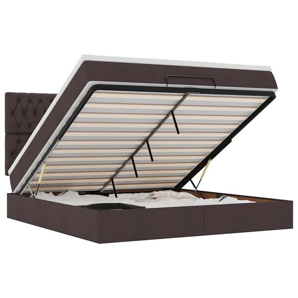 vidaXL Ottoman s&auml;ngram med madrass m&ouml;rkbrun 180x200 cm tyg