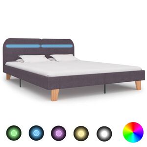 vidaXL S&auml;ngram med LEDs utan madrass taupe tyg 160x200 cm