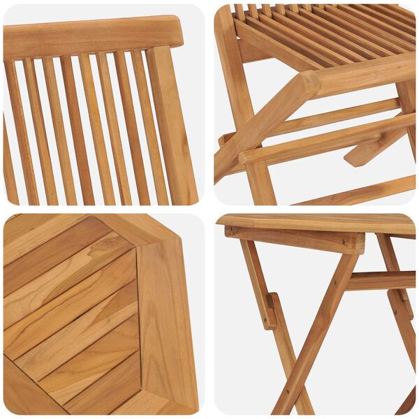 vidaXL Trädgårdsmöbelset 3 pcs Brun Massivt teakträ