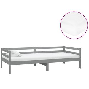 vidaXL Dagb&auml;dd med madrass 90x200 cm gr&aring; massiv furu