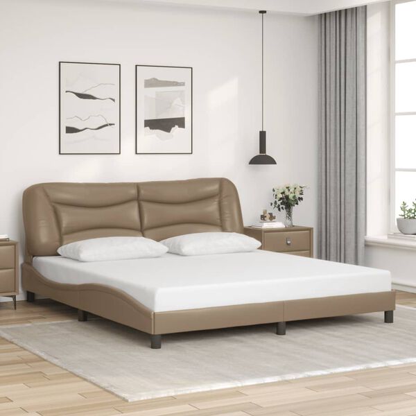 vidaXL Bed Frame without Mattress "Hvar" Cappuccino 180x200 cm Faux Leather