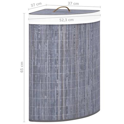 vidaXL Tvättkorg för hörn bambu grå 60 L
