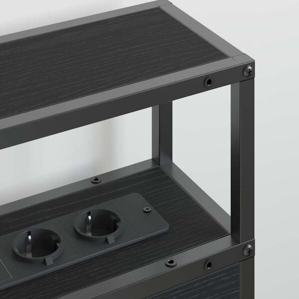 vidaXL F&ouml;rvaringshuvudgavel med hylla Svart ek 200 cm Konstruerat tr&auml;