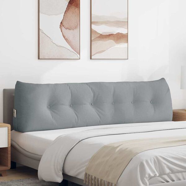 vidaXL Ryggkudde Ljusgr&aring; 180 x 24 x 50 cm tyg