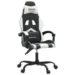 vidaXL Gamingstol svart och vit konstl&auml;der