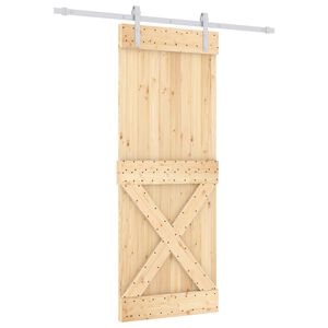 vidaXL Skjutd&ouml;rr Naturlig och vit 80 x 210 cm Massiv furutr&auml;d&ouml;rr