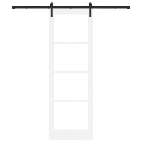 vidaXL Skjutdörr ORKDAL Vit 78 x 232 cm Massivt tallträ och glas
