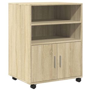 vidaXL Sk&aring;p med hjul sonoma-ek 60x48x81 cm konstruerat tr&auml;