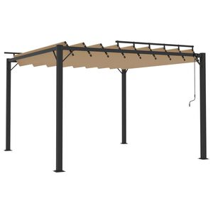 vidaXL Paviljong med lamelltak 3x3 m taupe tyg och aluminium