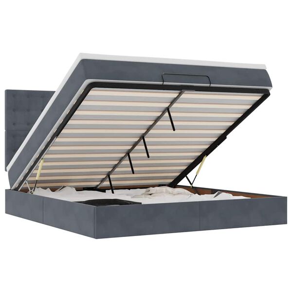 vidaXL Ottoman sängram med madrasser mörkgrå 160x200 cm sammet