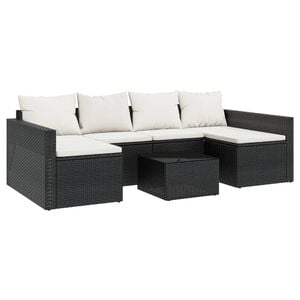 vidaXL Loungegrupp med dynor 2 delar svart konstrotting